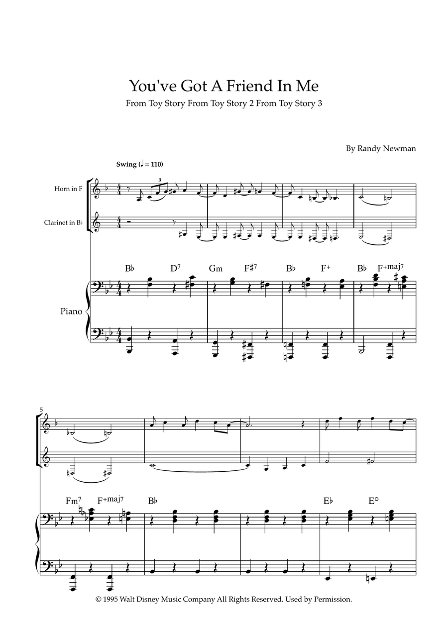 You've Got A Friend In Me Woodwind Duet scores gallery preview page 1