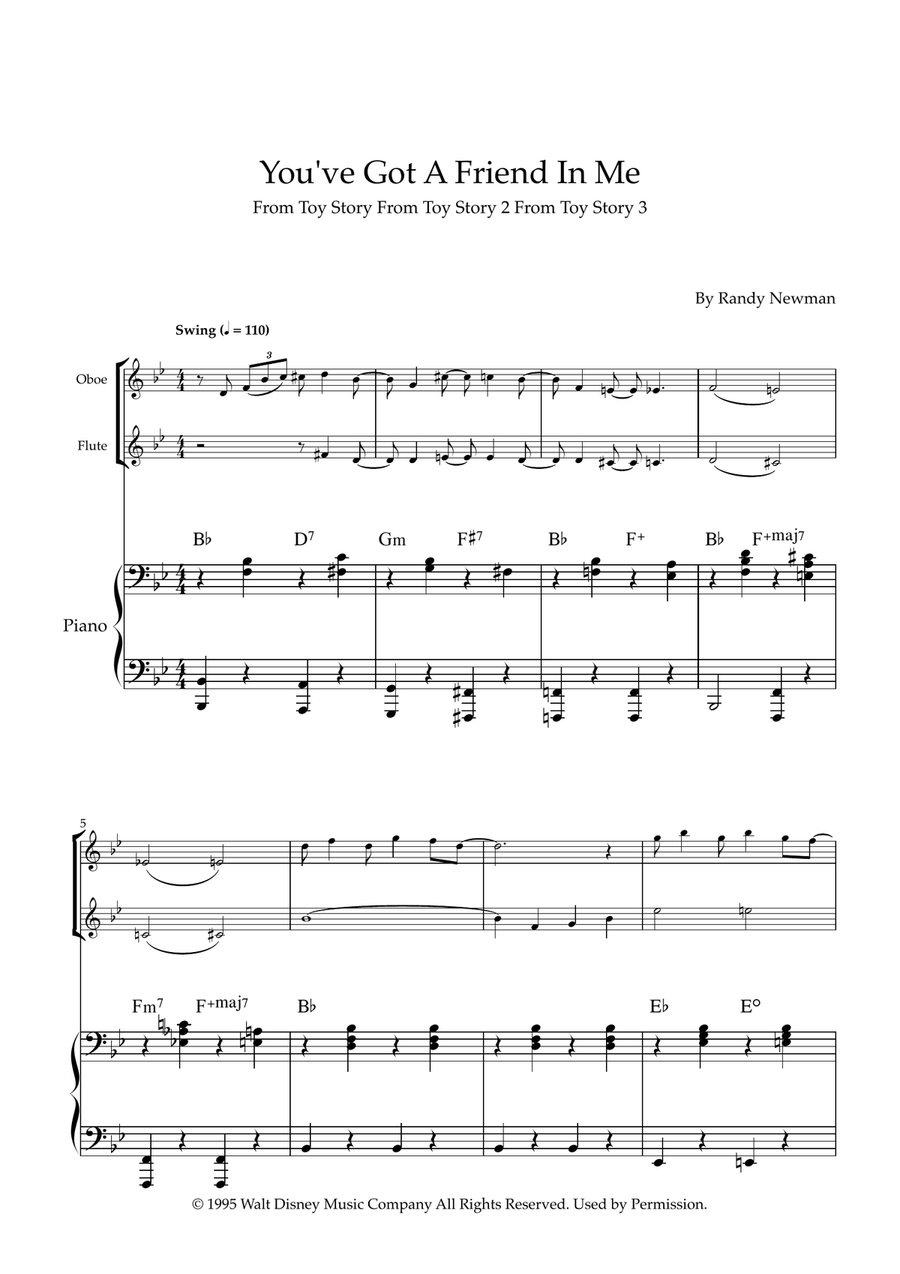 You've Got A Friend In Me Woodwind Duet scores gallery preview page 1