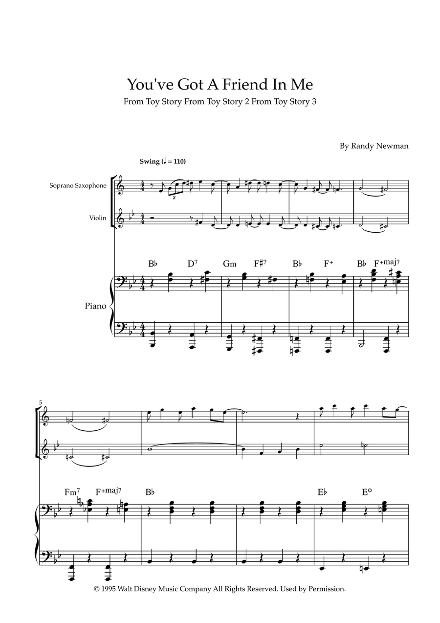 You've Got A Friend In Me Soprano Saxophone scores gallery preview page 1