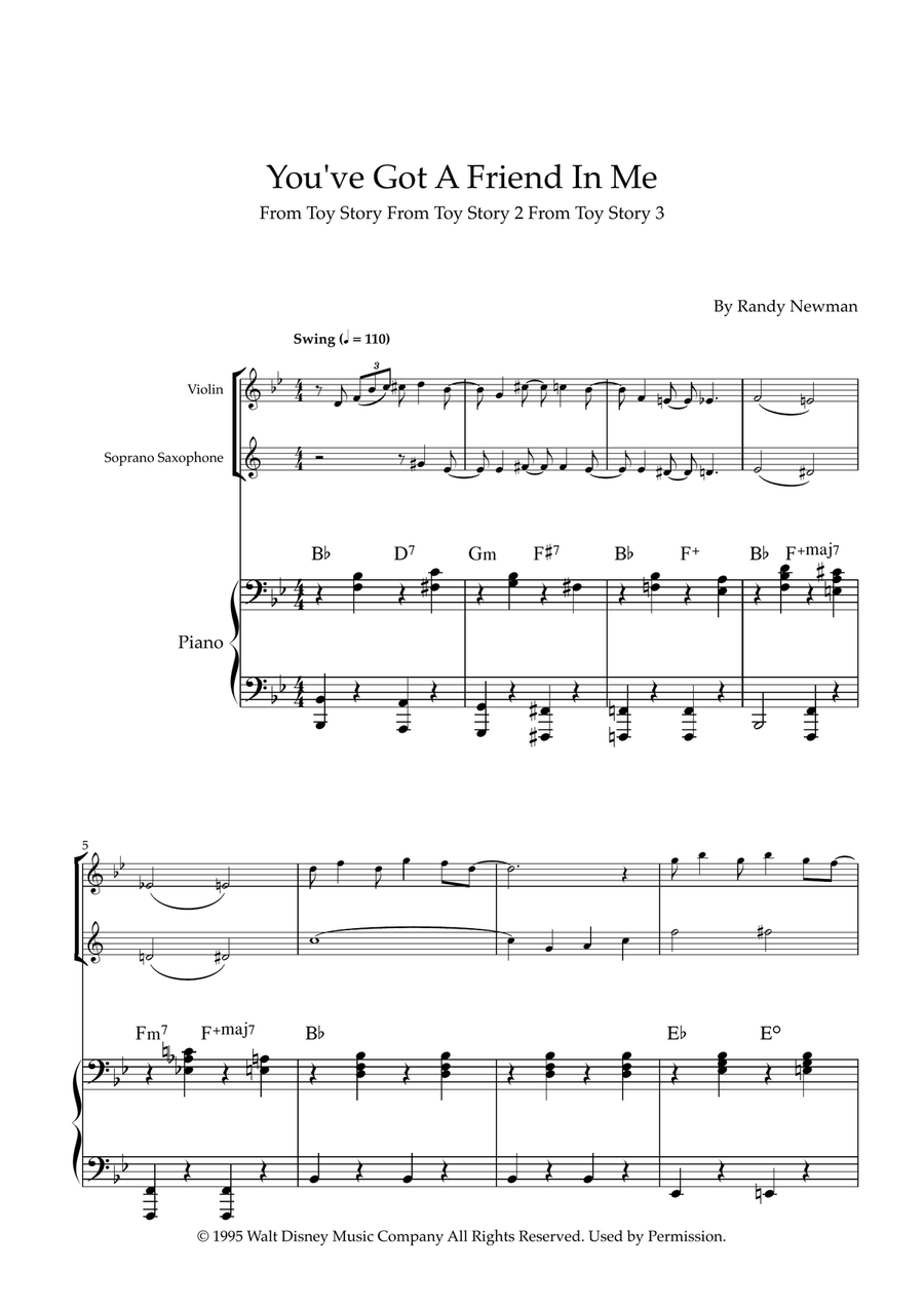 You've Got A Friend In Me Soprano Saxophone scores gallery preview page 1