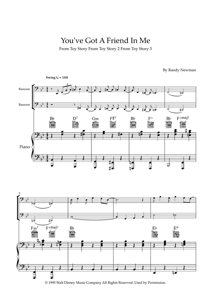 You've Got A Friend In Me Woodwind Duet scores gallery preview page 1