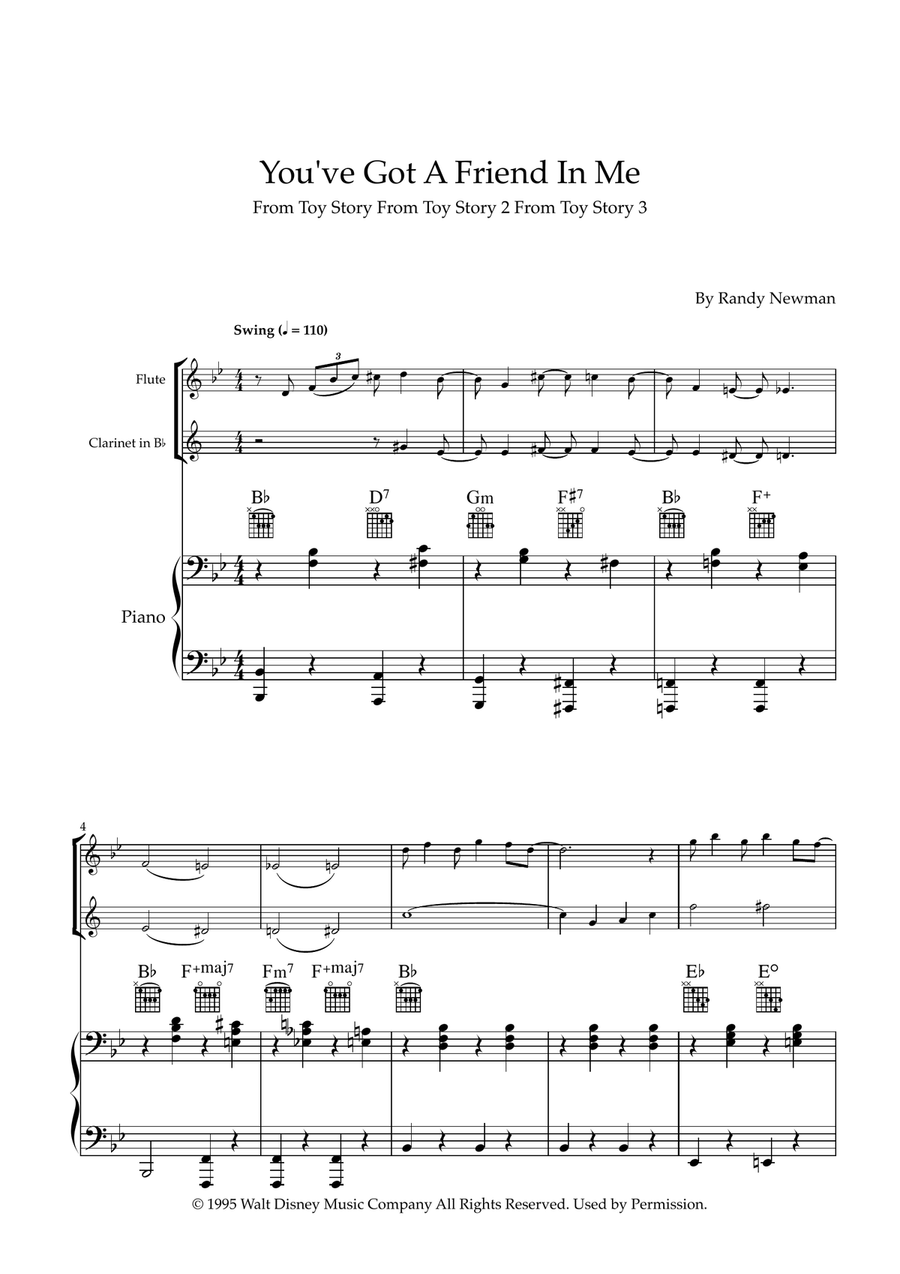 You've Got A Friend In Me Woodwind Duet scores gallery preview page 1
