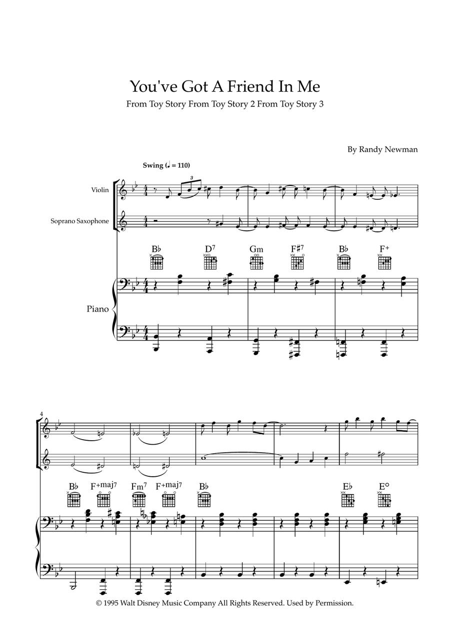 You've Got A Friend In Me Soprano Saxophone scores gallery preview page 1