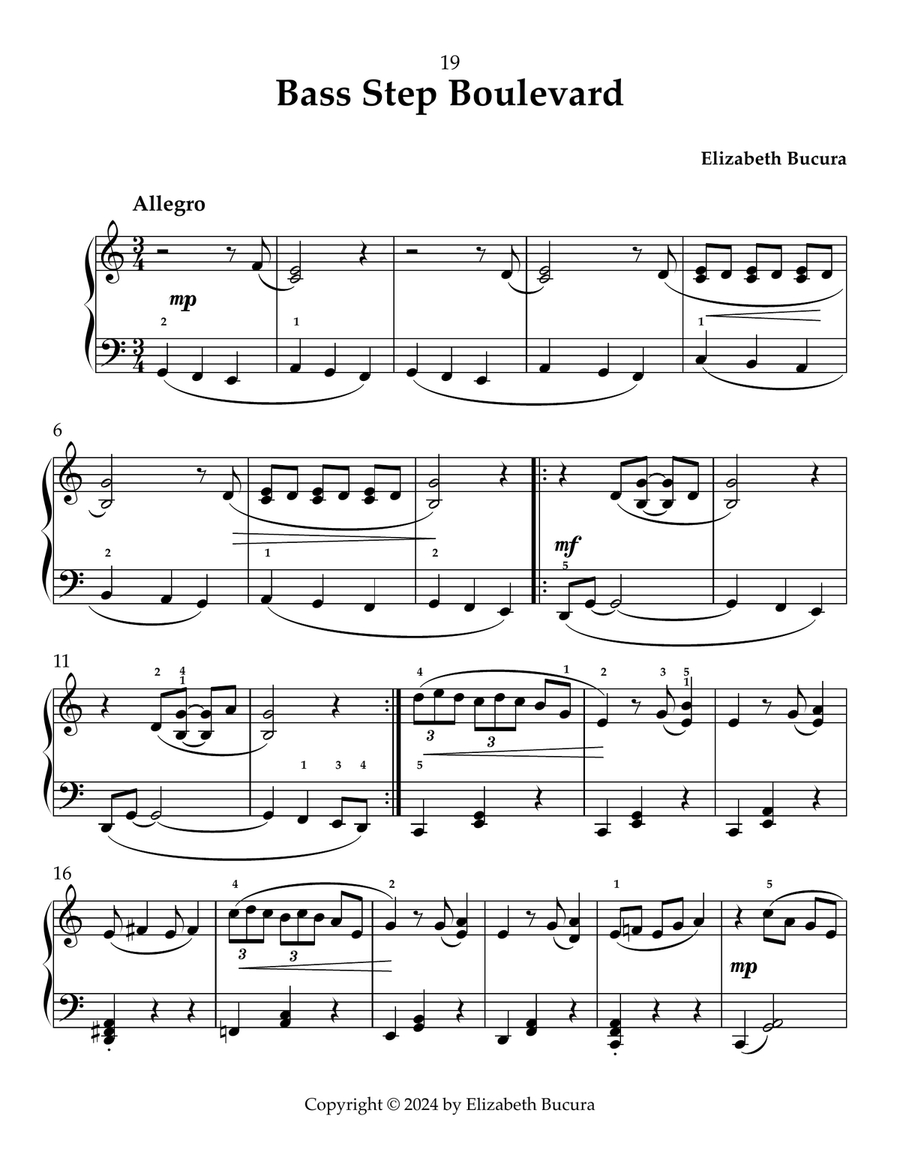 Bass Step Boulevard Easy Piano scores gallery preview page 1