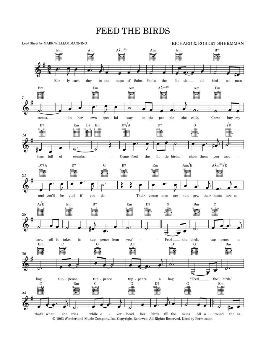 Feed The Birds (Tuppence A Bag) Piano scores gallery preview page 1