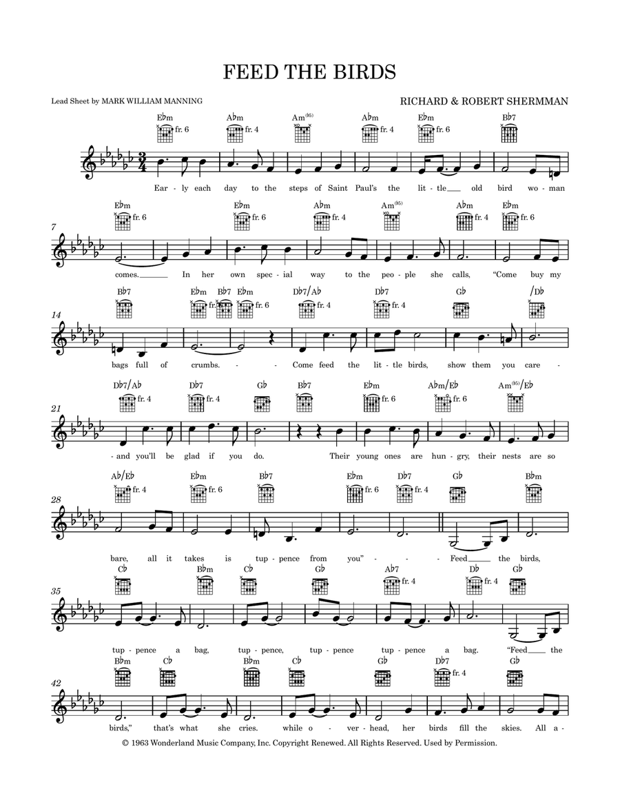 Feed The Birds (Tuppence A Bag) Piano scores gallery preview page 1