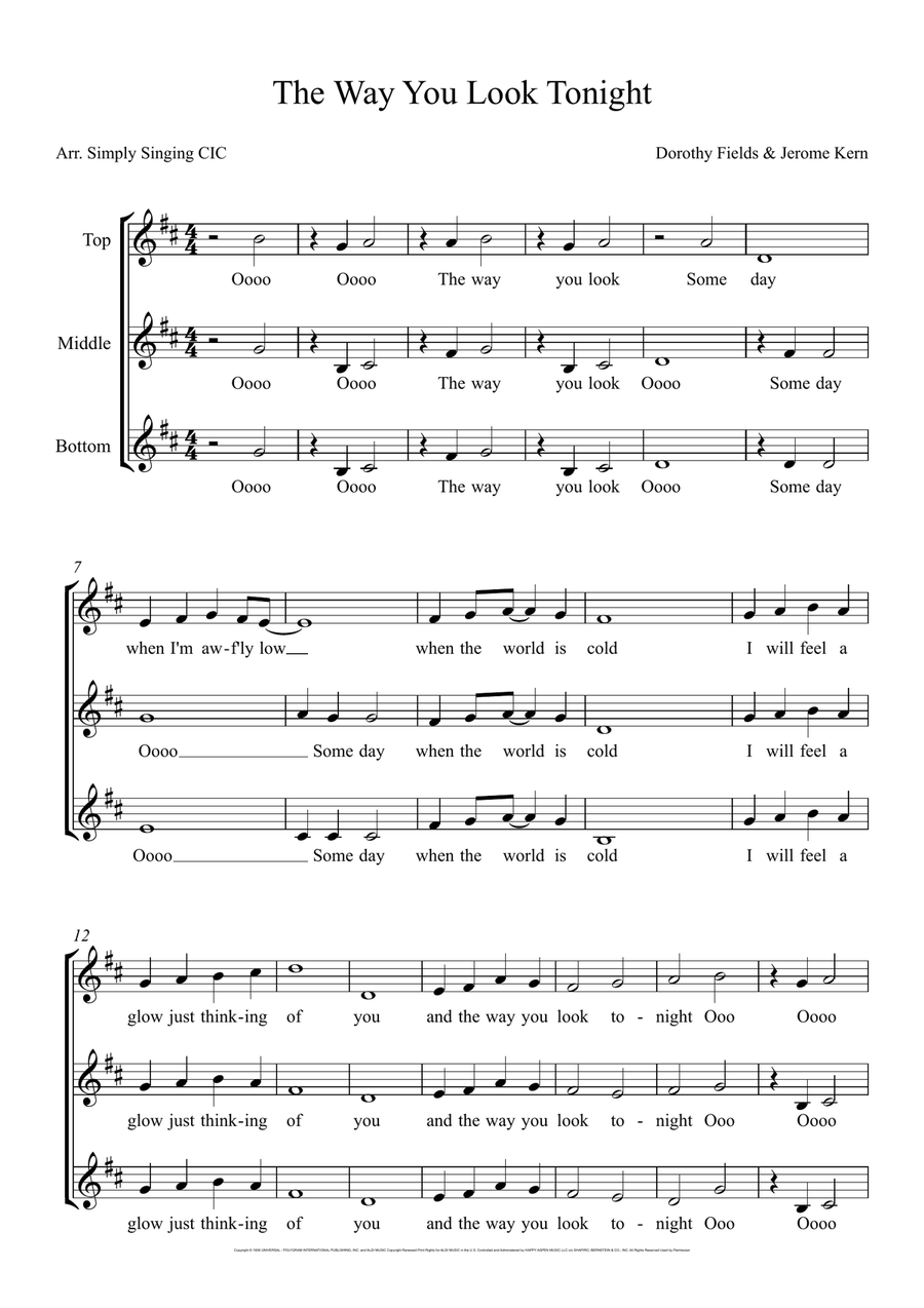 The Way You Look Tonight A Cappella scores gallery preview page 1