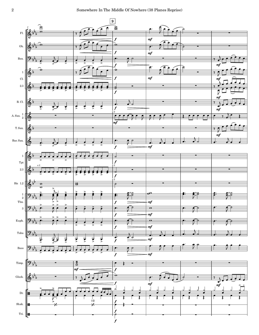 Somewhere In The Middle Of Nowhere (38 Planes Reprise) Concert Band scores gallery preview page 3