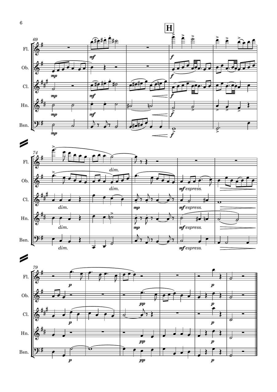 Quilter: Three English Dances Op.11 No.1 - wind quintet Woodwind Quintet scores gallery preview page 6