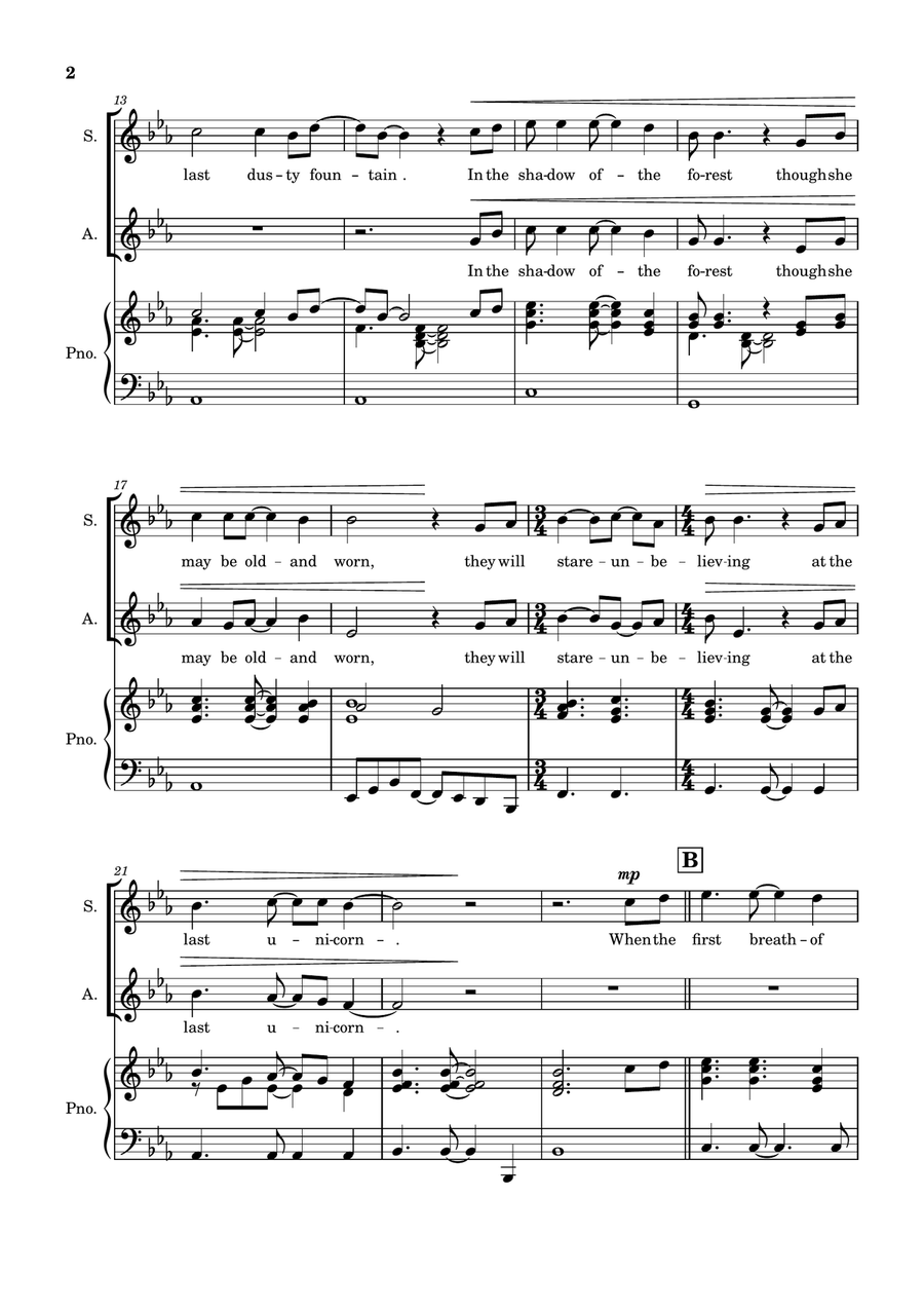 The Last Unicorn (Main Theme) SSA scores gallery preview page 2