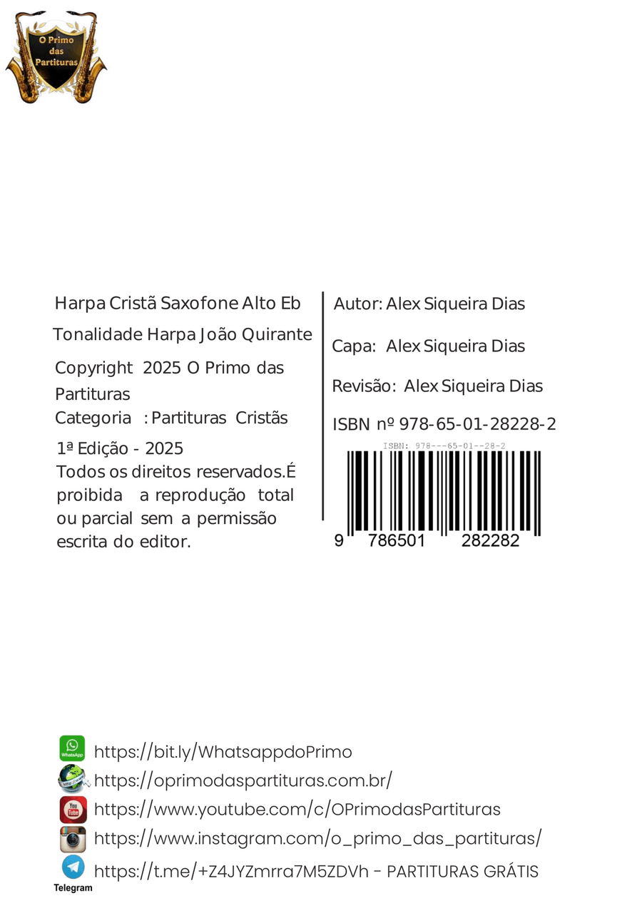 Harpa Cristã João Quirante - Saxofone Alto Solo - O Primo das Partituras Alto Saxophone scores gallery preview page 3