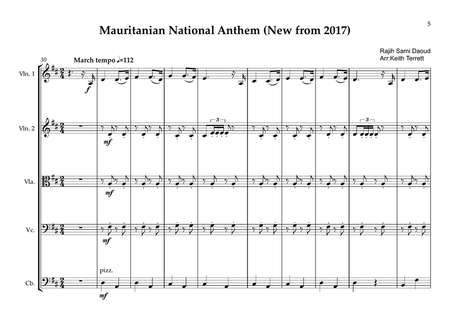 MauritIanian National Anthem for String Orchestra String Orchestra scores gallery preview page 5