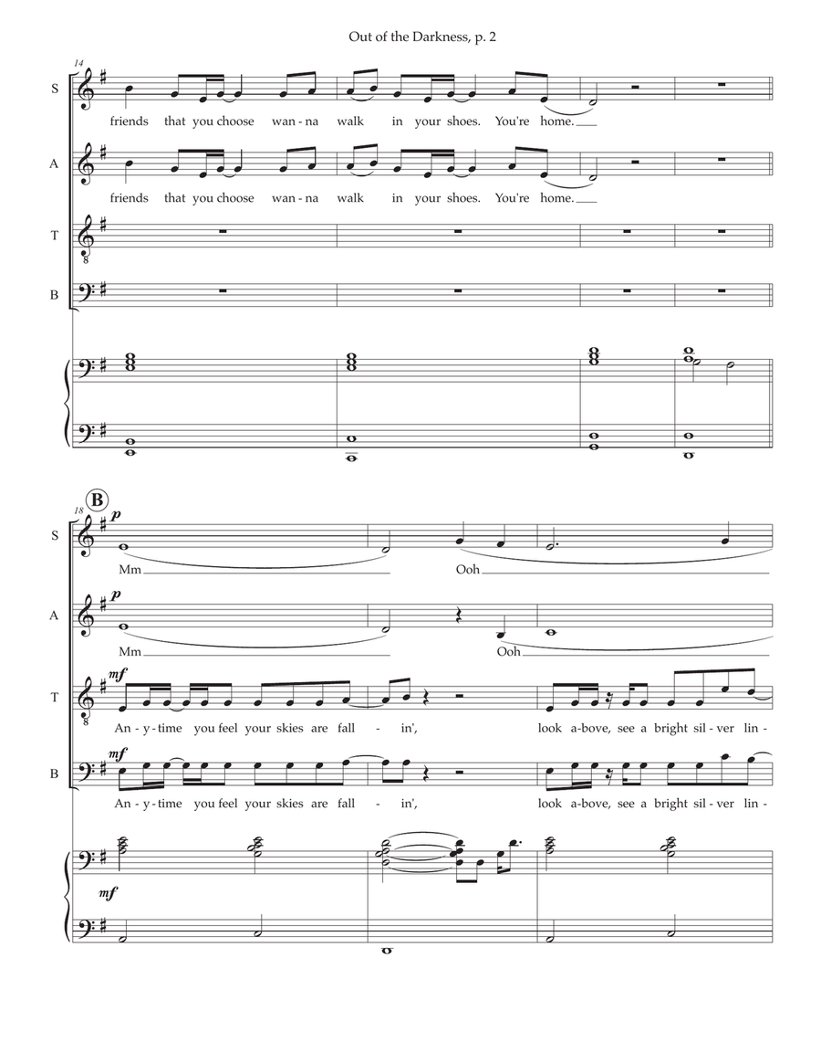 Out Of The Darkness (A Place Where We Belong) 4-Part scores gallery preview page 2