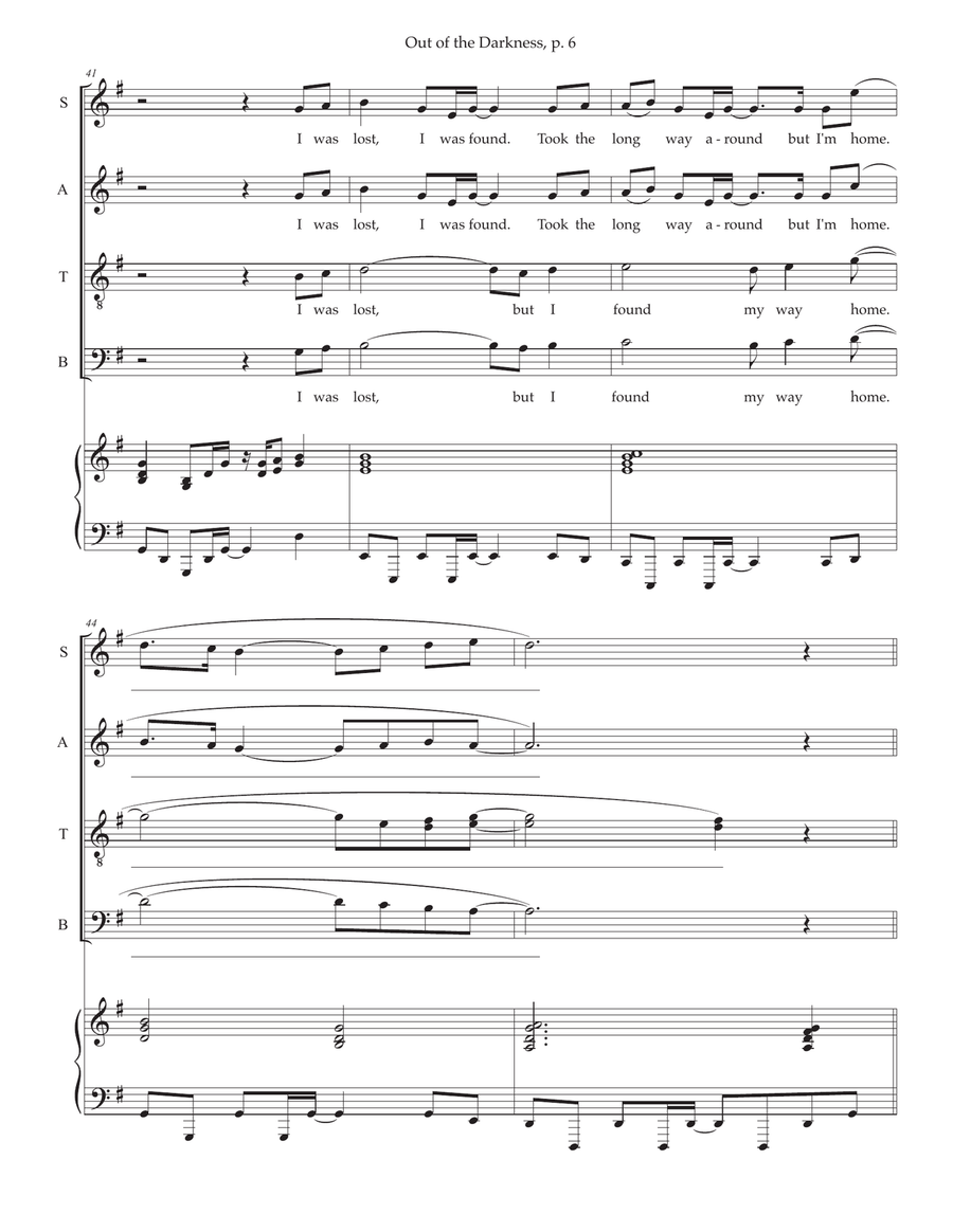 Out Of The Darkness (A Place Where We Belong) 4-Part scores gallery preview page 6