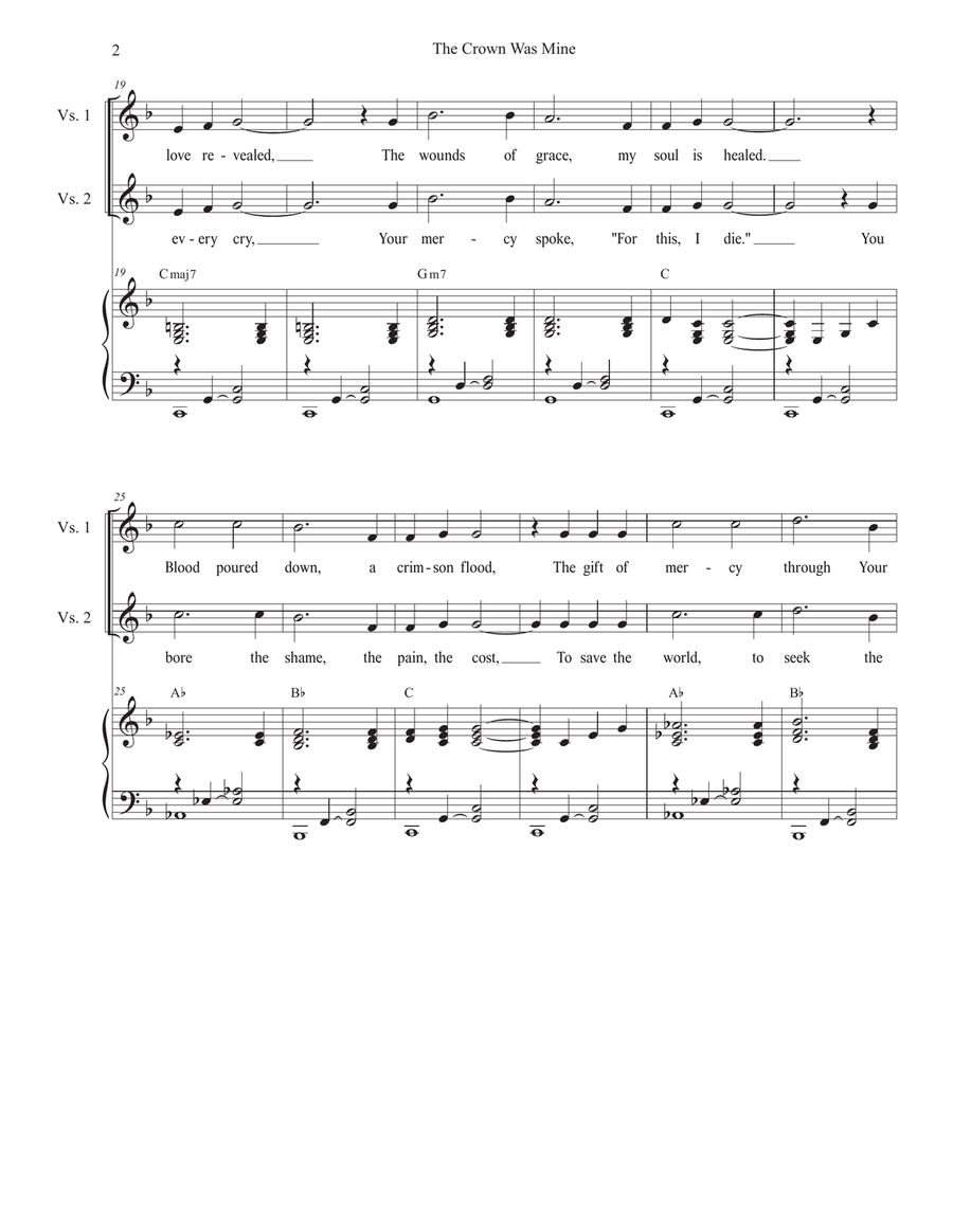 The Crown Was Mine (2-part choir - (Soprano and Tenor) 2-Part scores gallery preview page 2