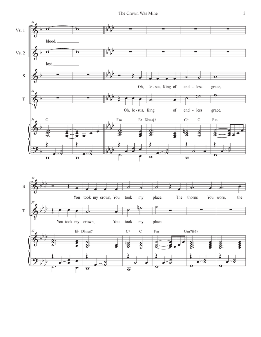 The Crown Was Mine (2-part choir - (Soprano and Tenor) 2-Part scores gallery preview page 3