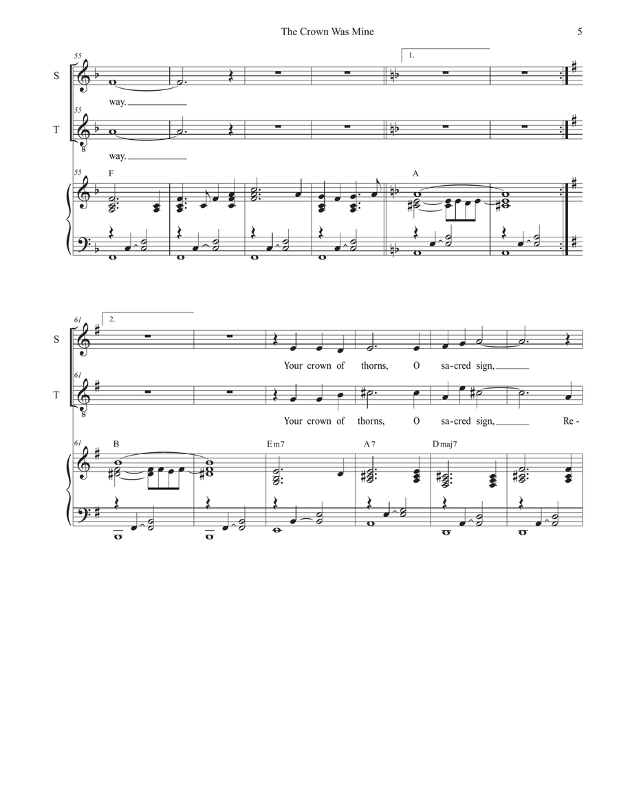 The Crown Was Mine (2-part choir - (Soprano and Tenor) 2-Part scores gallery preview page 5