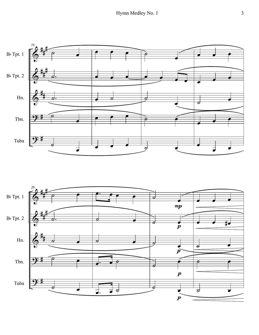 Hymn Medley No. 1 (Brass Quintet) Brass Quintet scores gallery preview page 3