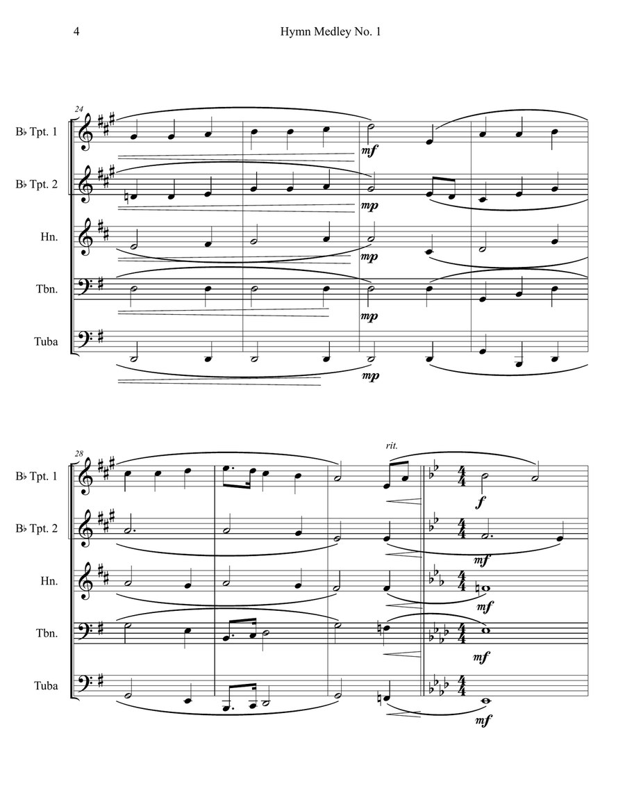 Hymn Medley No. 1 (Brass Quintet) Brass Quintet scores gallery preview page 4