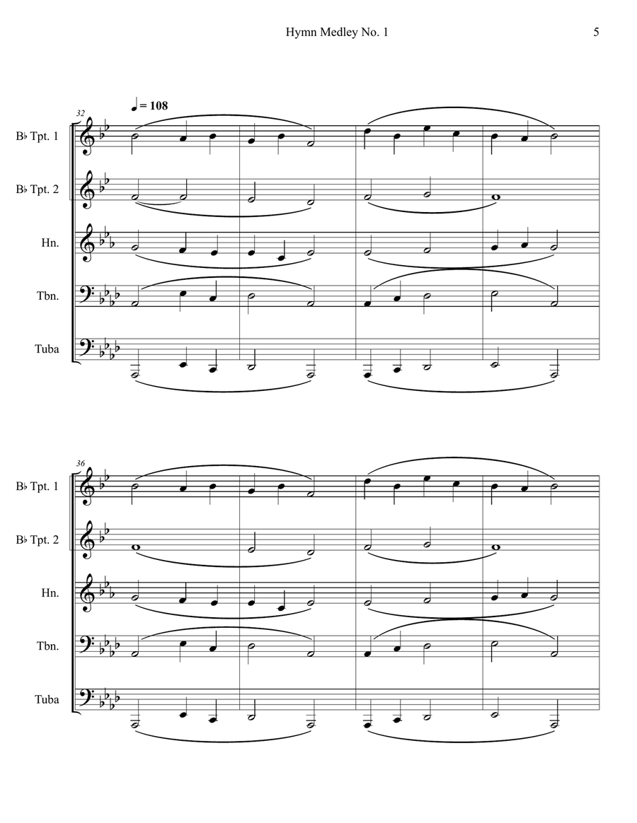 Hymn Medley No. 1 (Brass Quintet) Brass Quintet scores gallery preview page 5