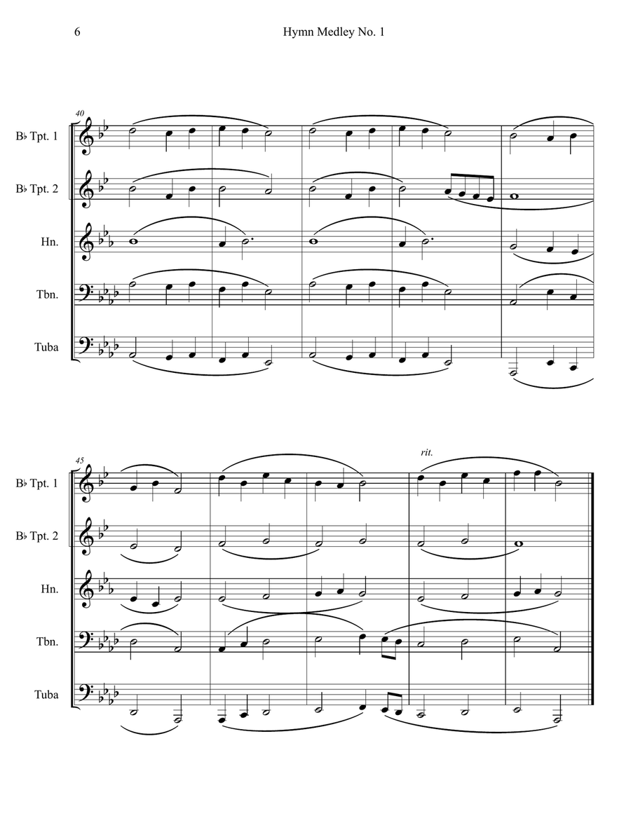 Hymn Medley No. 1 (Brass Quintet) Brass Quintet scores gallery preview page 6