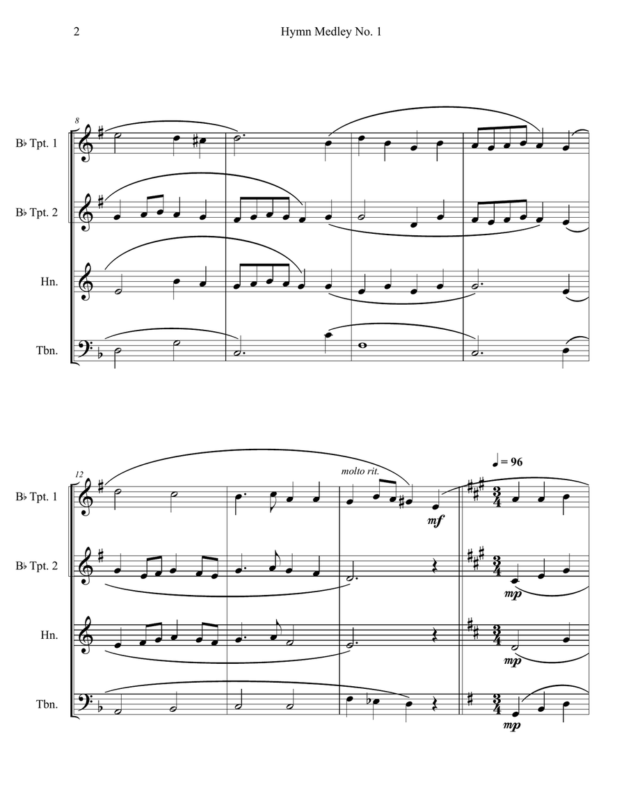 Hymn Medley No. 1 (Brass Quartet) Brass Quartet scores gallery preview page 2