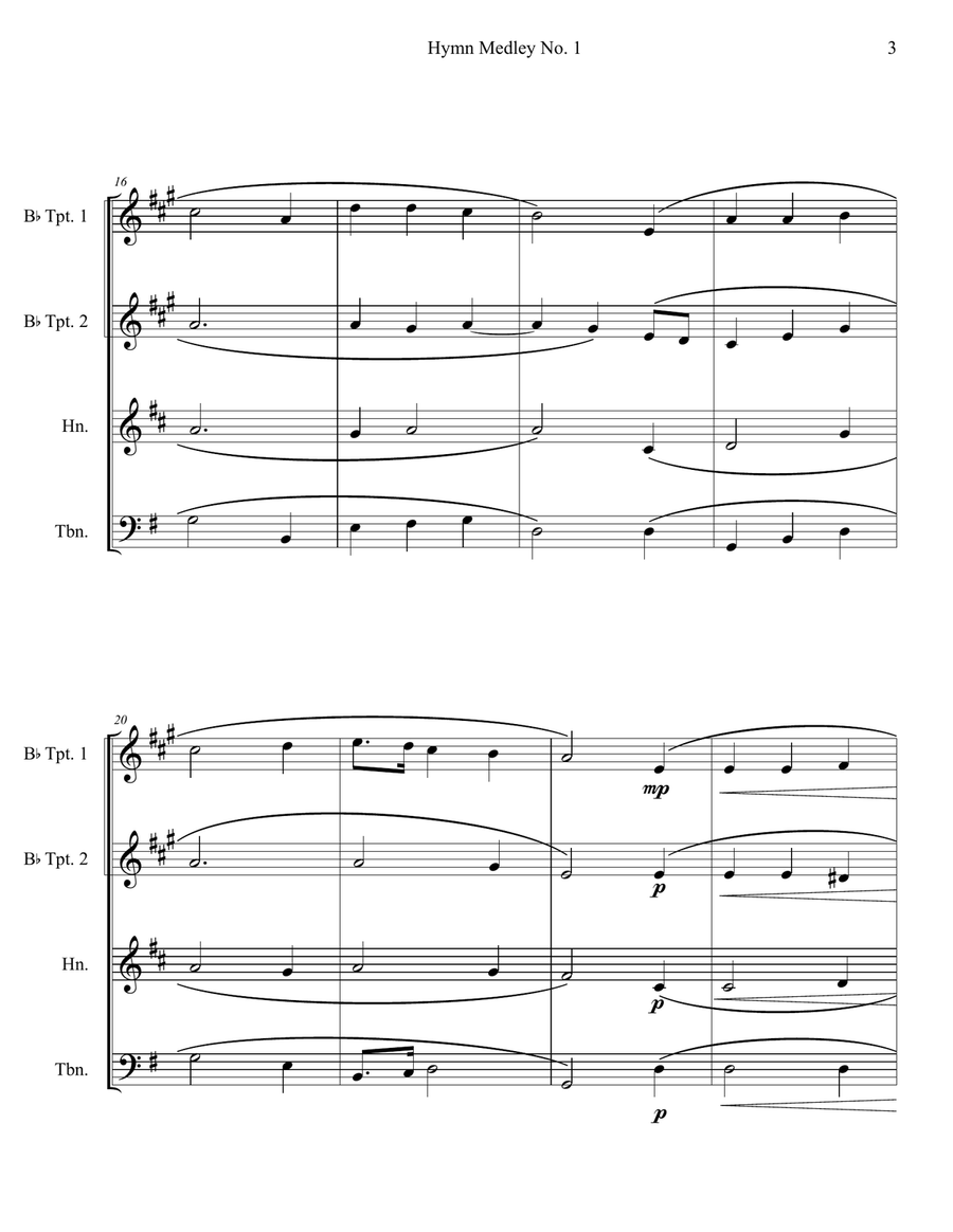 Hymn Medley No. 1 (Brass Quartet) Brass Quartet scores gallery preview page 3