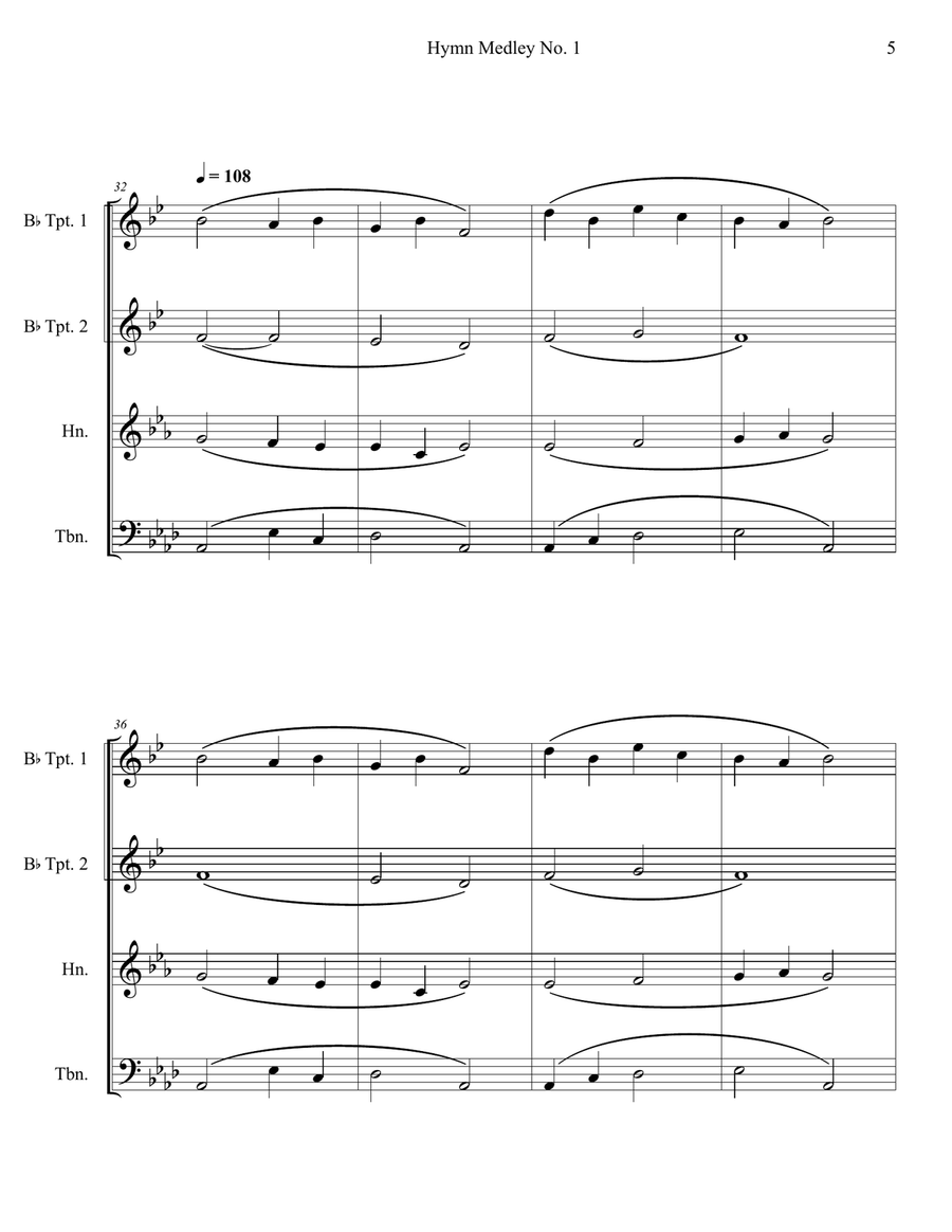 Hymn Medley No. 1 (Brass Quartet) Brass Quartet scores gallery preview page 5