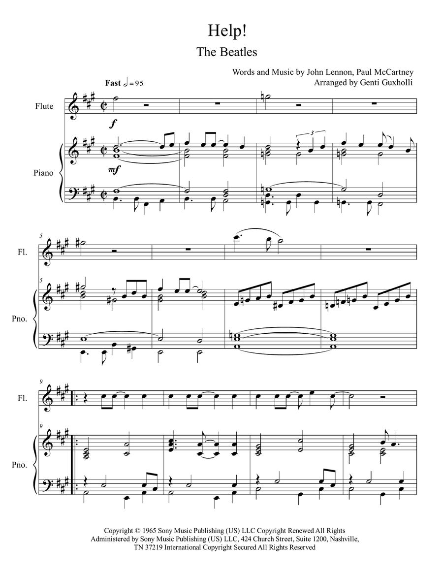 Help! Help! Flute Solo scores gallery preview page 2