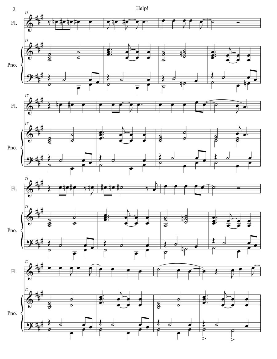Help! Help! Flute Solo scores gallery preview page 3