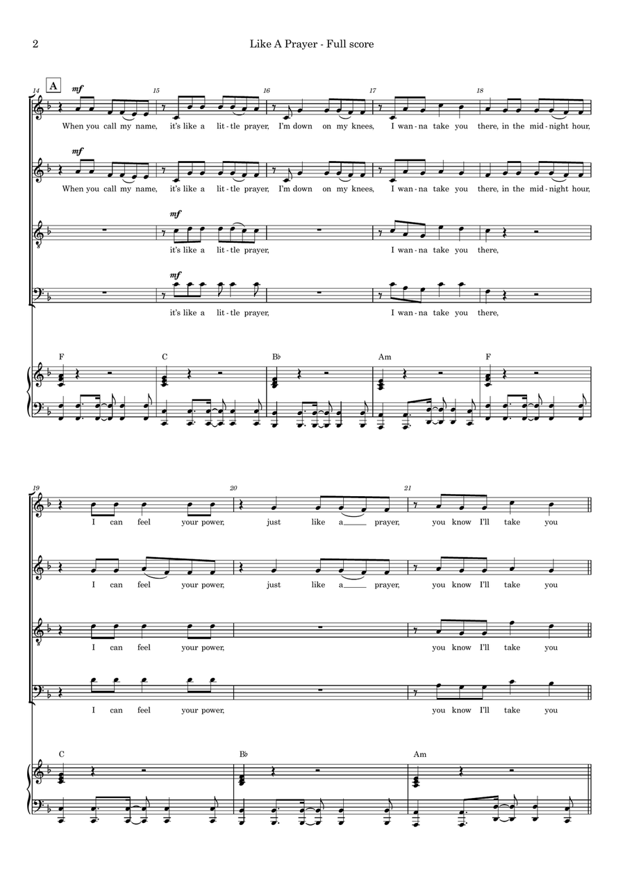 Like A Prayer Like A Prayer 4-Part scores gallery preview page 2