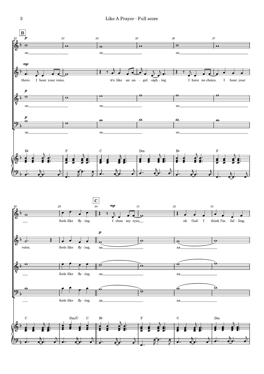 Like A Prayer Like A Prayer 4-Part scores gallery preview page 3