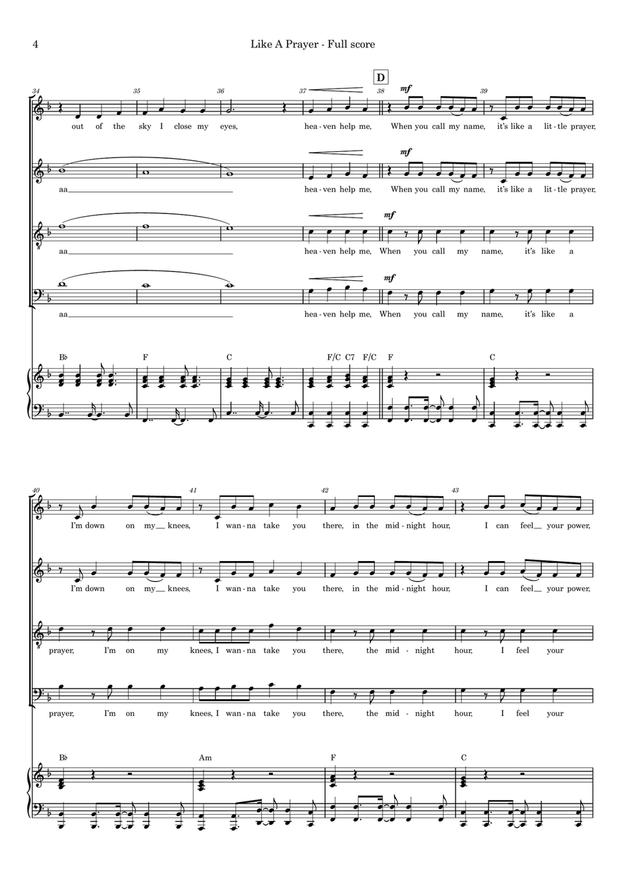 Like A Prayer Like A Prayer 4-Part scores gallery preview page 4