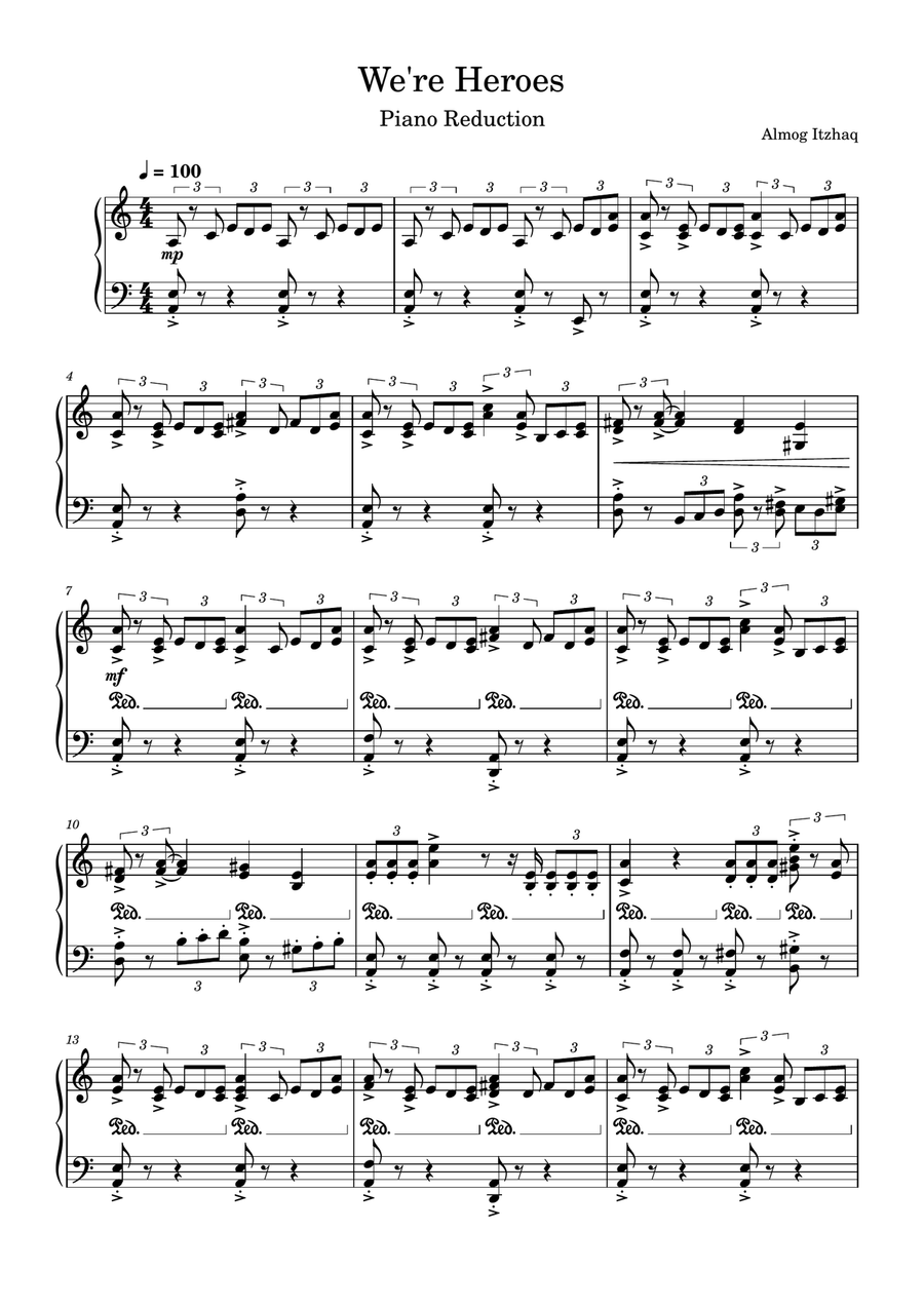 We're Heroes - Piano Reduciton Piano Solo scores gallery preview page 1