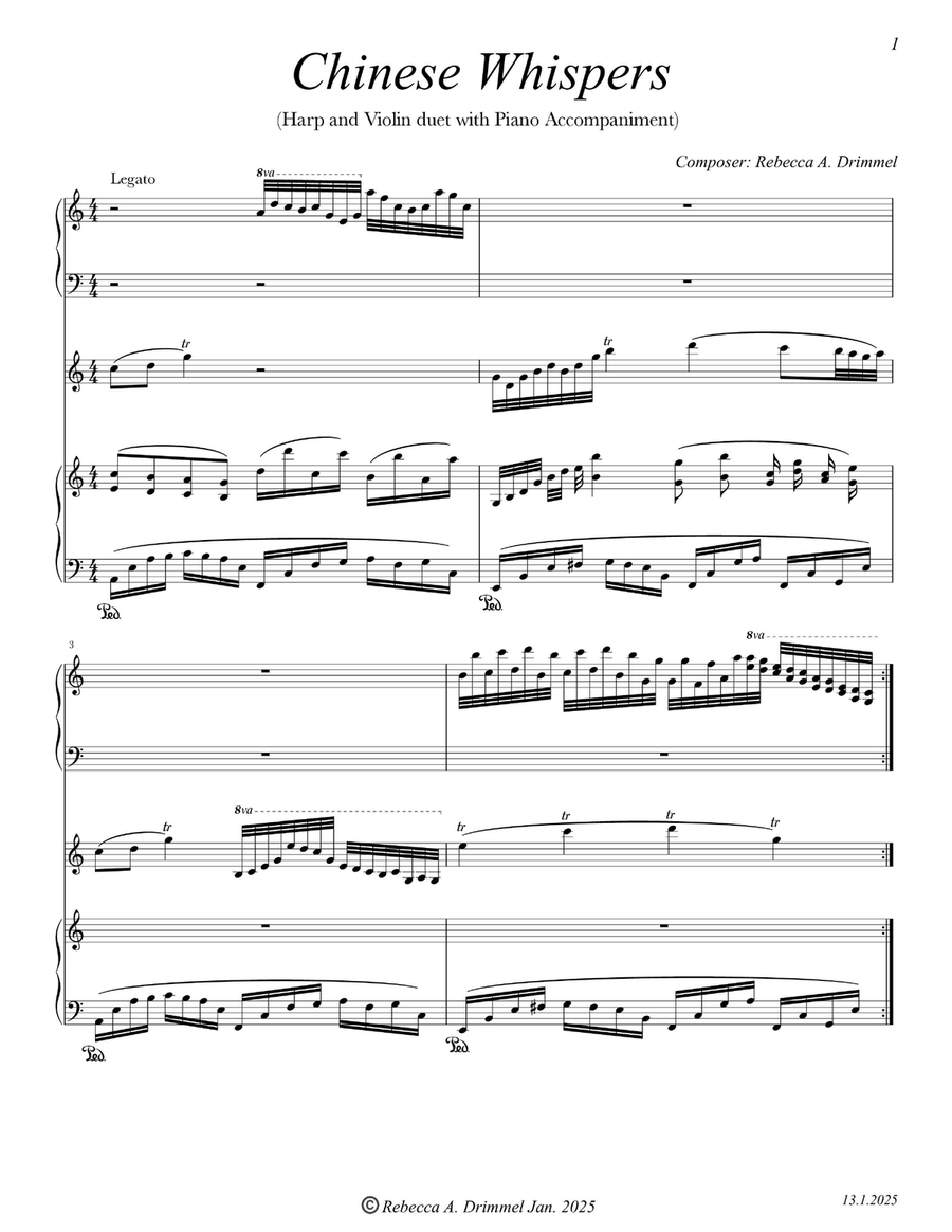 Chinese Whispers (Full score and individual parts) String Duet scores gallery preview page 2