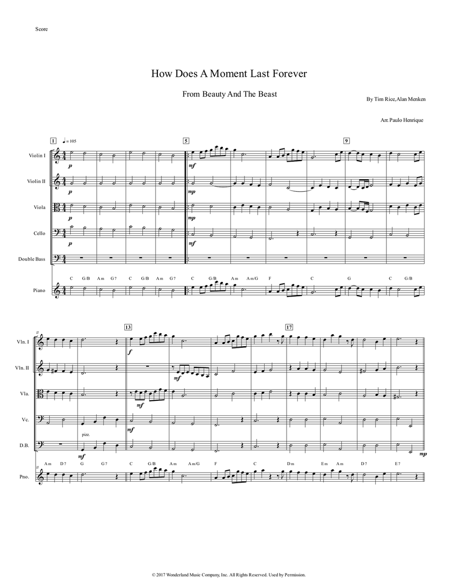 How Does A Moment Last Forever String Orchestra scores gallery preview page 2