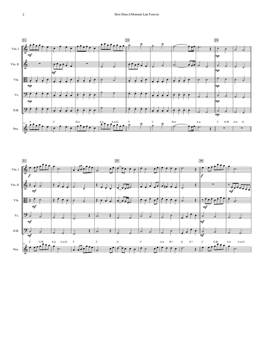How Does A Moment Last Forever String Orchestra scores gallery preview page 3
