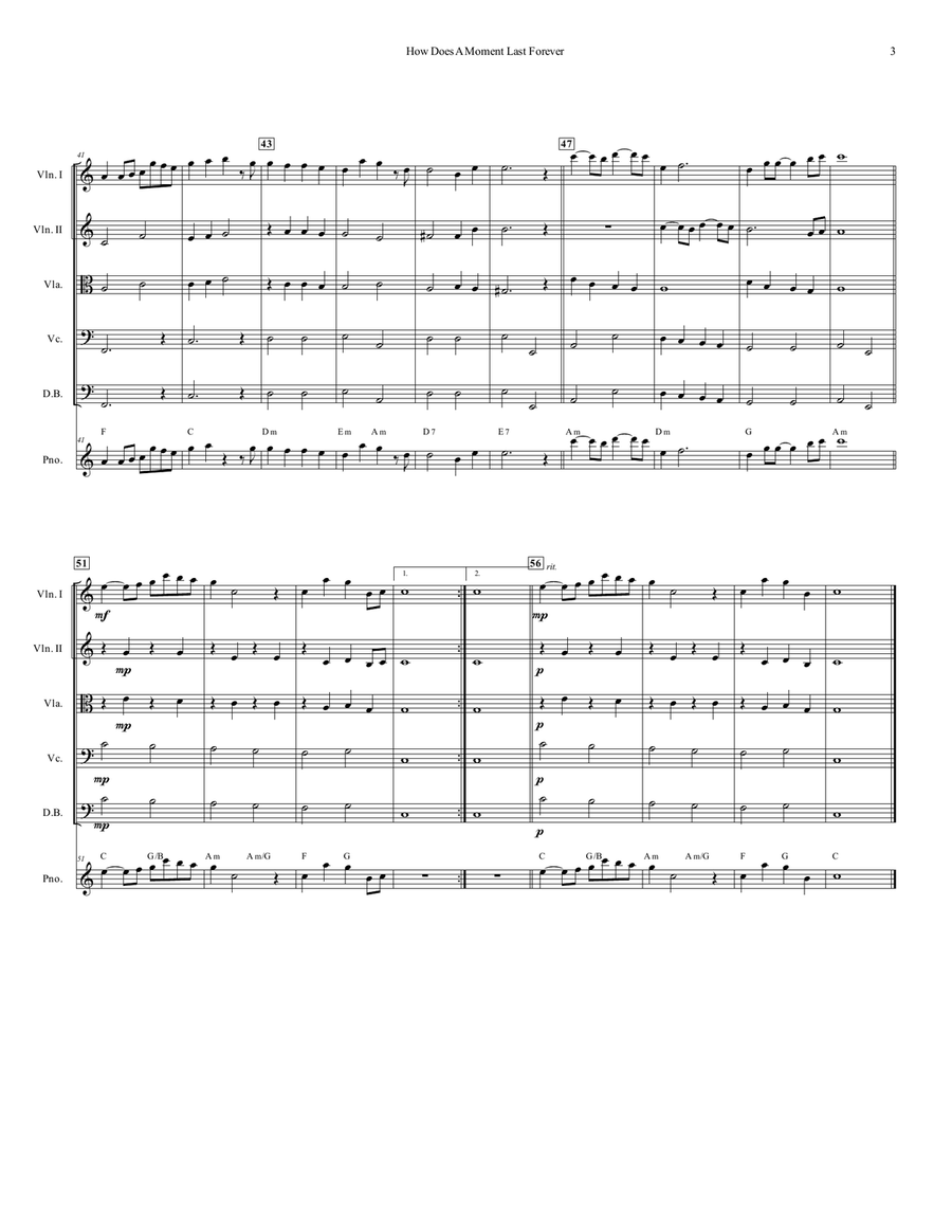 How Does A Moment Last Forever String Orchestra scores gallery preview page 4