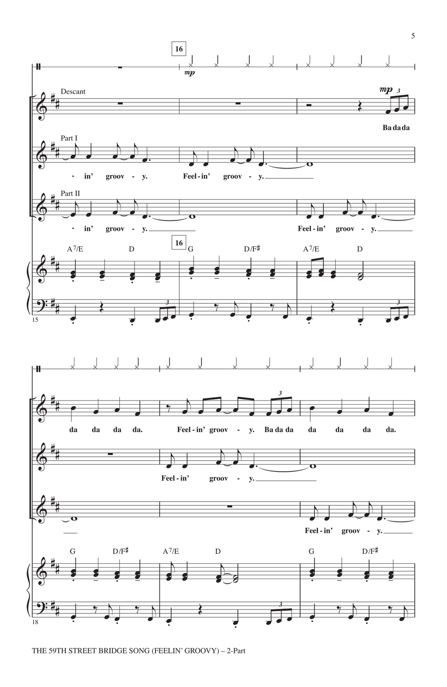 The 59th Street Bridge Song (Feelin' Groovy) (arr. Roger Emerson) 2-Part scores gallery preview page 3