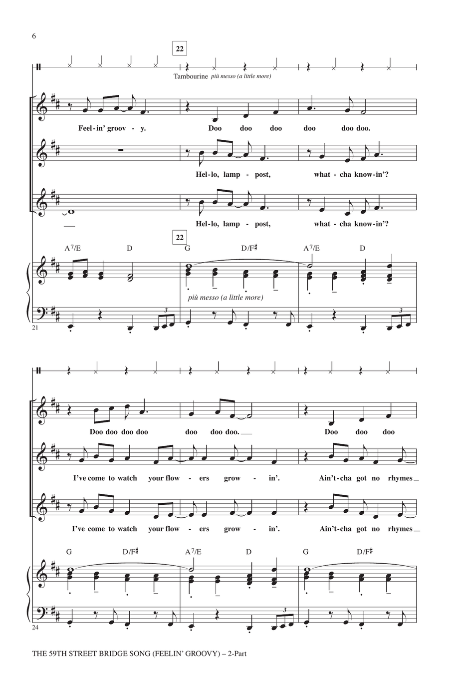 The 59th Street Bridge Song (Feelin' Groovy) (arr. Roger Emerson) 2-Part scores gallery preview page 4