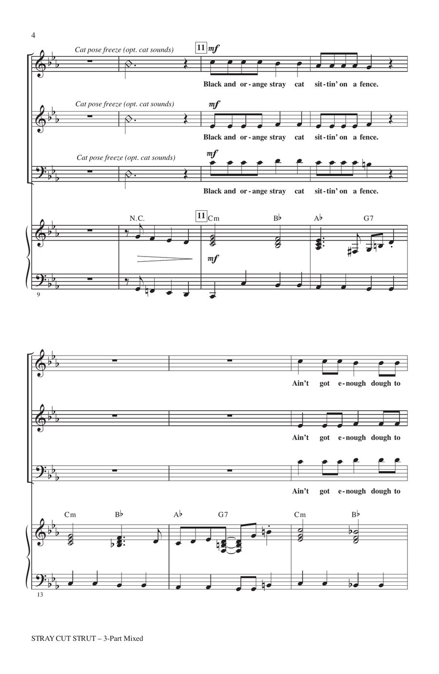 Stray Cat Strut (arr. Kirby Shaw) 3-Part scores gallery preview page 2