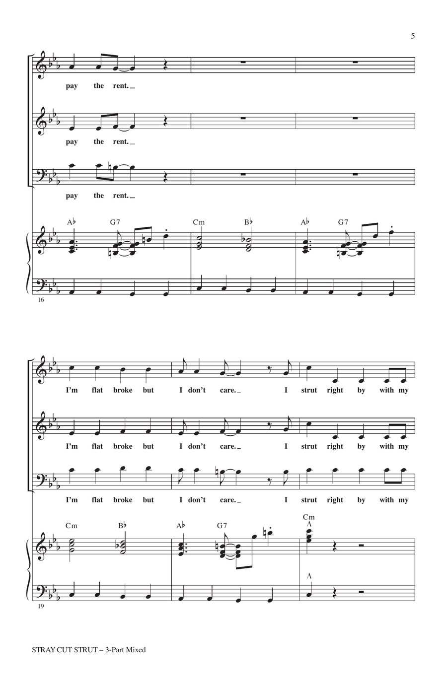 Stray Cat Strut (arr. Kirby Shaw) 3-Part scores gallery preview page 3