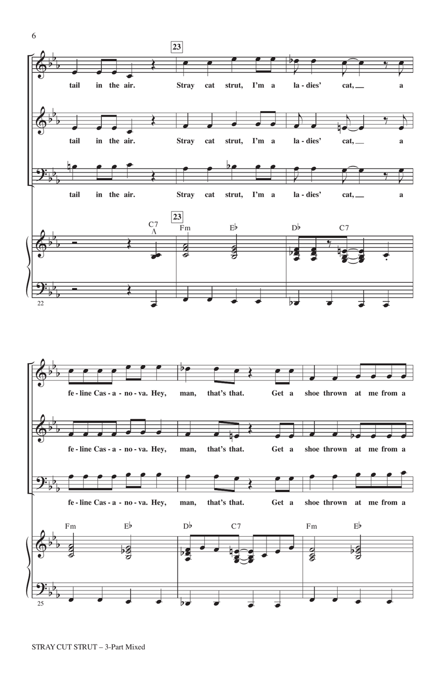 Stray Cat Strut (arr. Kirby Shaw) 3-Part scores gallery preview page 4