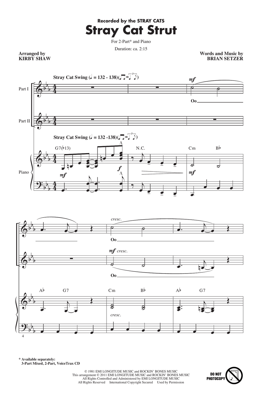 Stray Cat Strut (arr. Kirby Shaw) 2-Part scores gallery preview page 1
