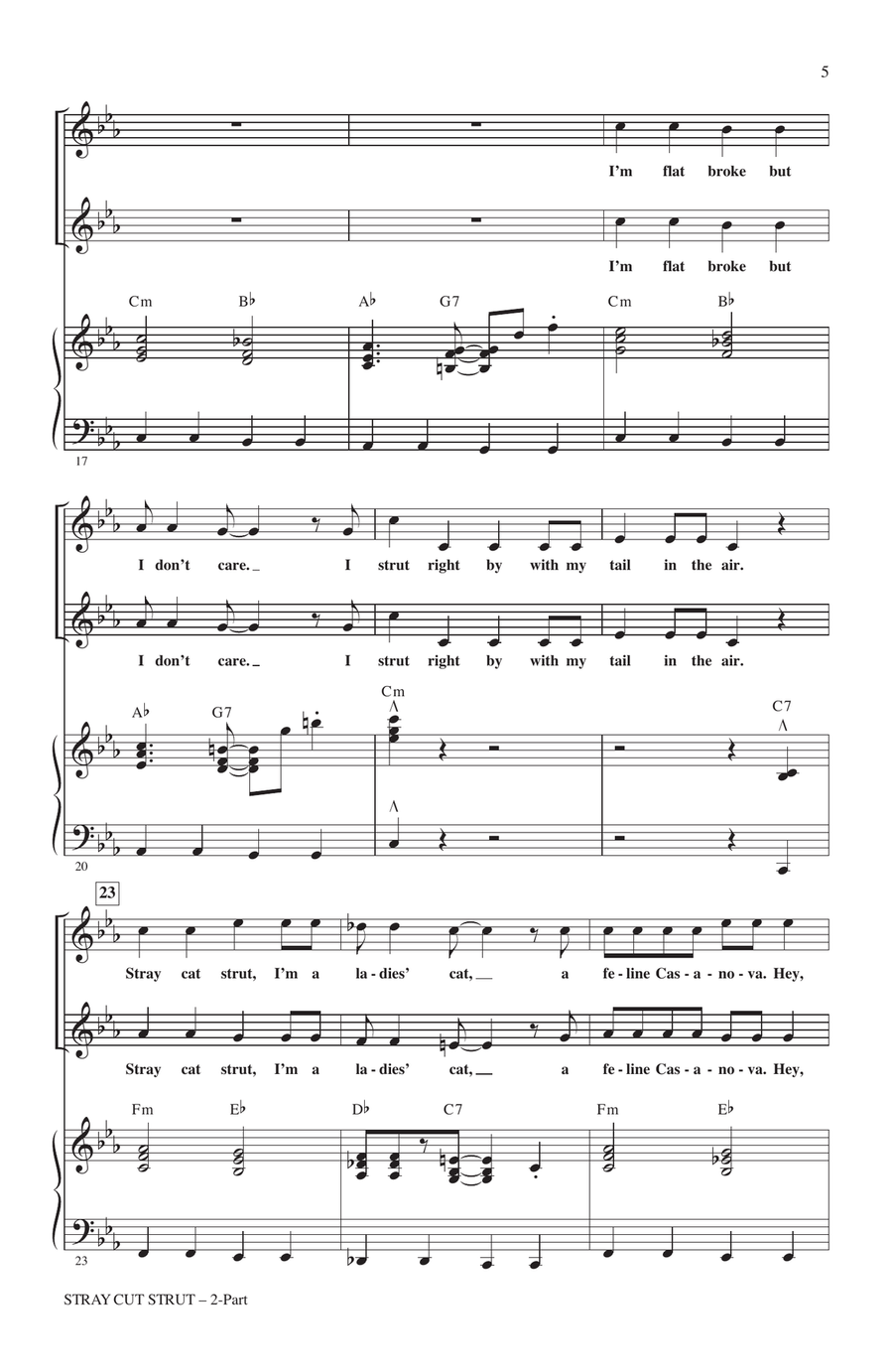 Stray Cat Strut (arr. Kirby Shaw) 2-Part scores gallery preview page 3