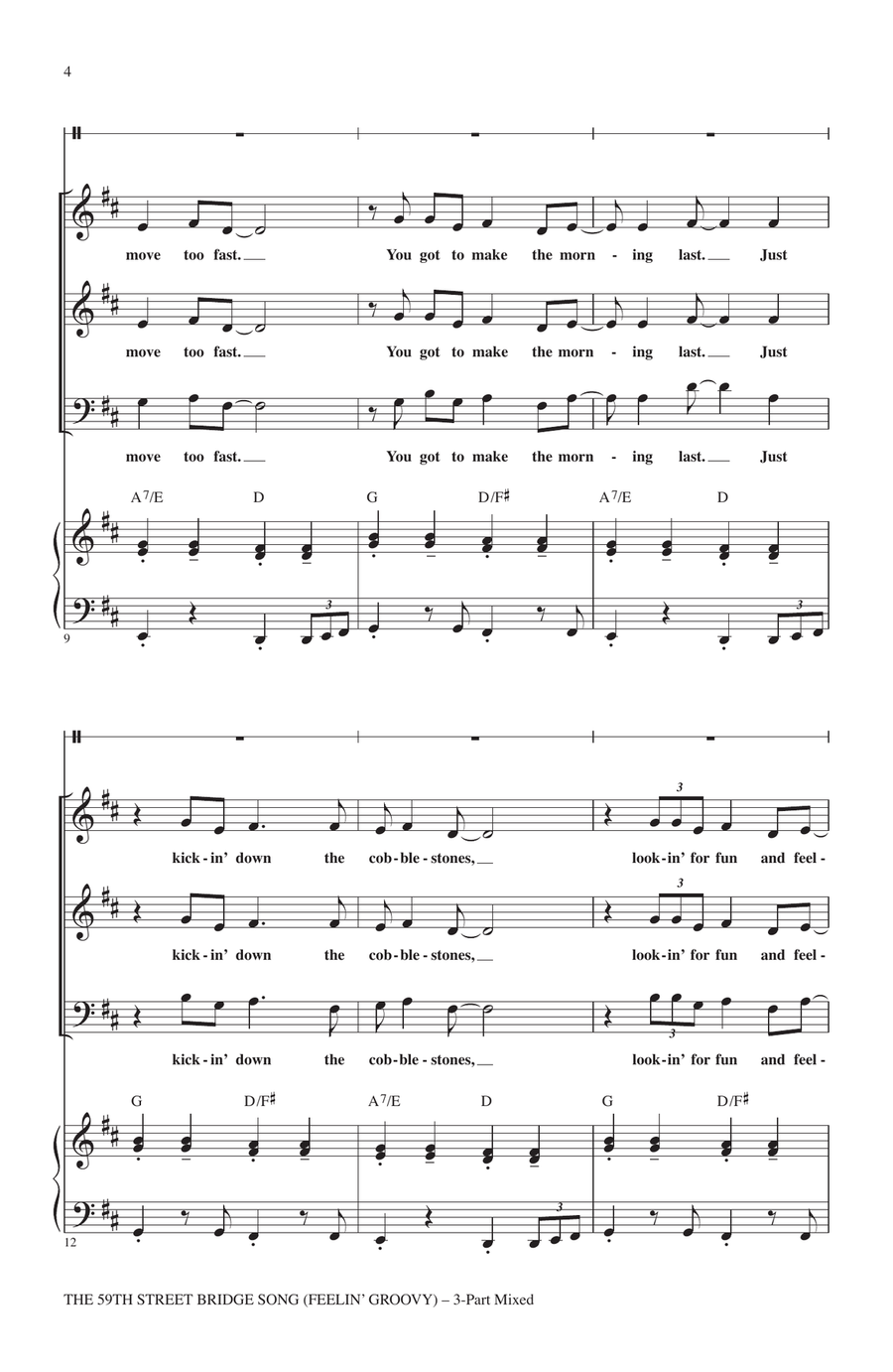 The 59th Street Bridge Song (Feelin' Groovy) (arr. Roger Emerson) 3-Part scores gallery preview page 2