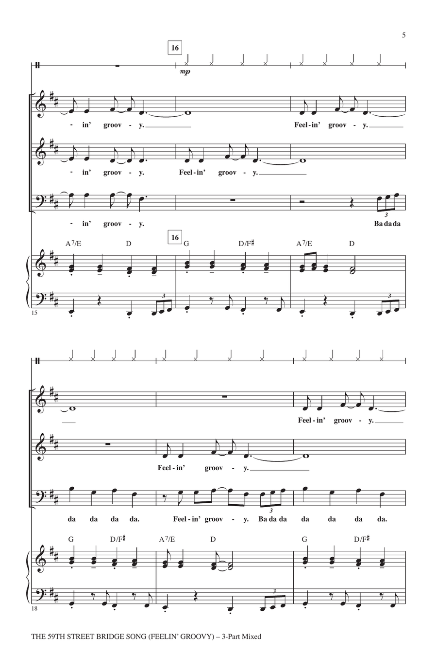 The 59th Street Bridge Song (Feelin' Groovy) (arr. Roger Emerson) 3-Part scores gallery preview page 3