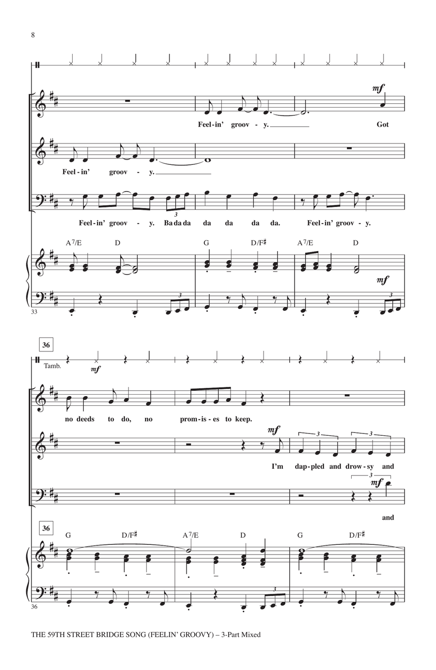 The 59th Street Bridge Song (Feelin' Groovy) (arr. Roger Emerson) 3-Part scores gallery preview page 6