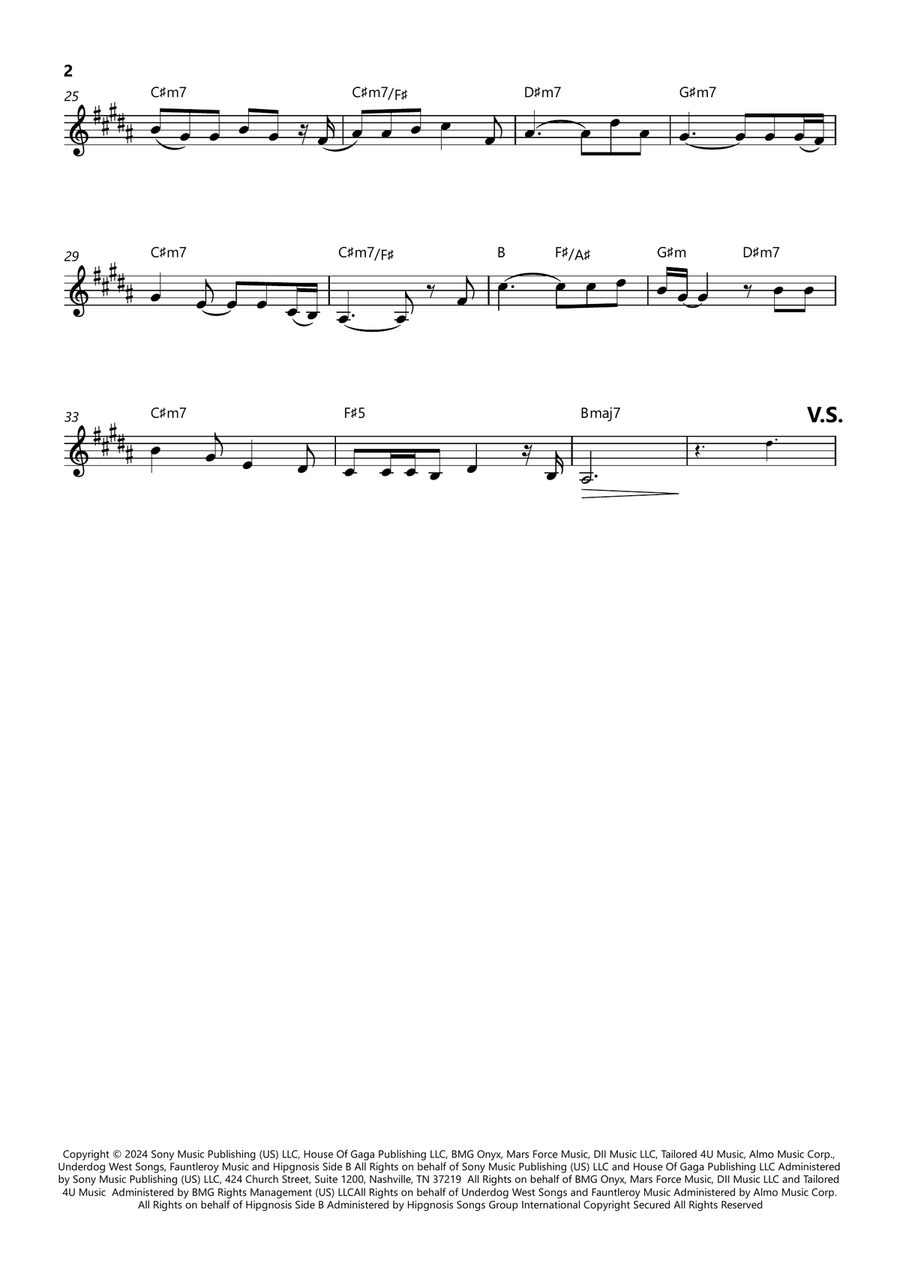 Die With A Smile Die With A Smile B-Flat Clarinet scores gallery preview page 2