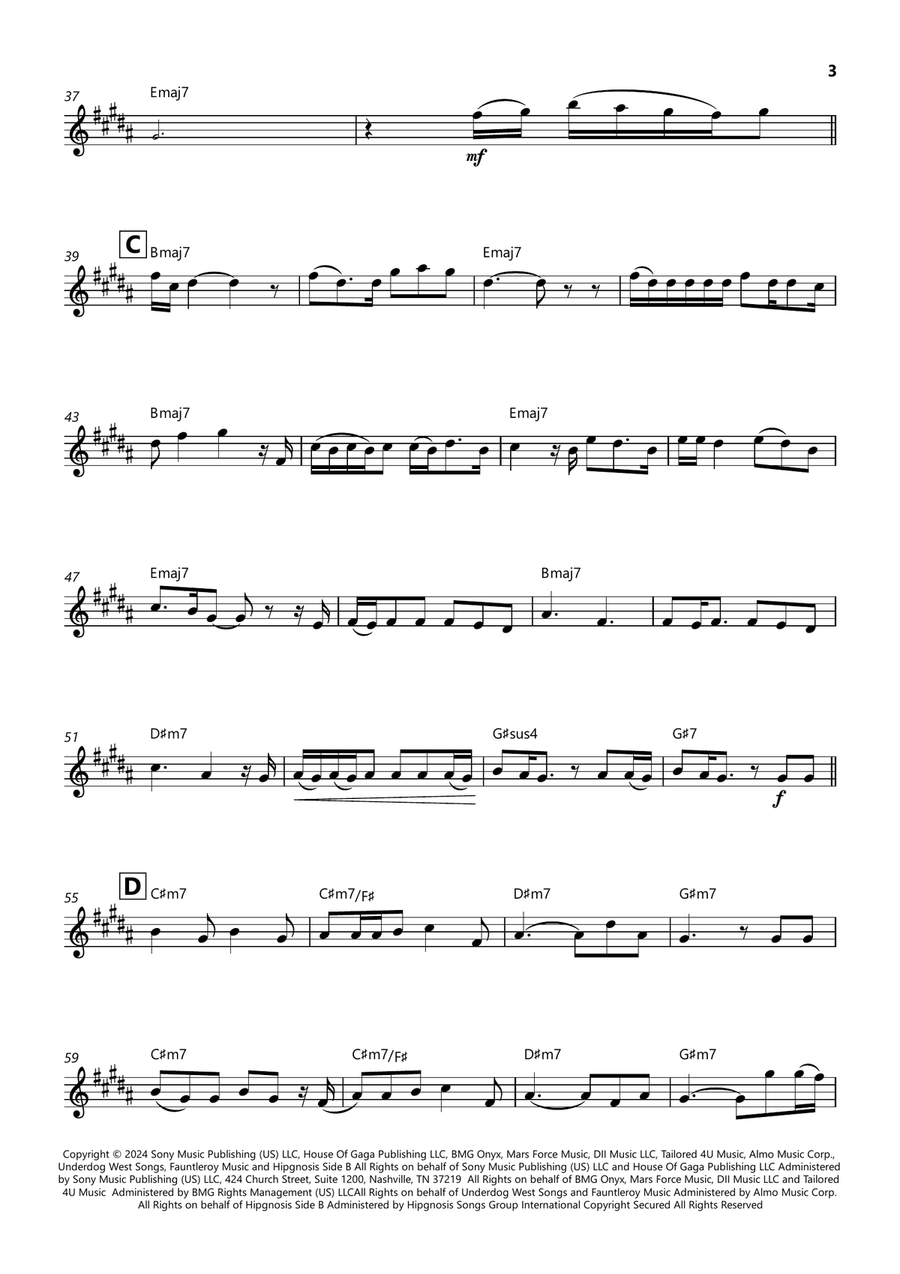 Die With A Smile Die With A Smile B-Flat Clarinet scores gallery preview page 3